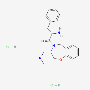 molecular formula C21H29Cl2N3O2 B12304552 2-amino-1-(3-((dimethylamino)methyl)-2,3-dihydrobenzo[f][1,4]oxazepin-4(5H)-yl)-3-phenylpropan-1-one dihydrochloride 