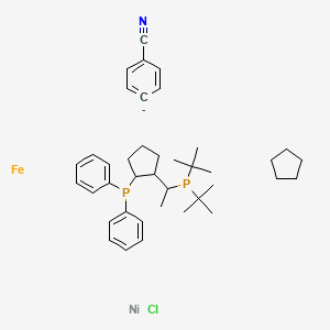 molecular formula C39H54ClFeNNiP2- B12304607 Benzonitrile;chloronickel;cyclopentane;ditert-butyl-[1-(2-diphenylphosphanylcyclopentyl)ethyl]phosphane;iron 