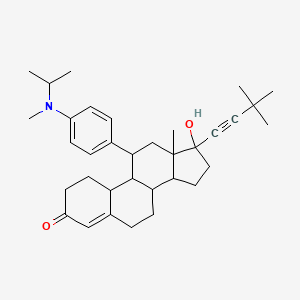 molecular formula C34H47NO2 B12304619 17-(3,3-Dimethylbut-1-ynyl)-17-hydroxy-13-methyl-11-[4-[methyl(propan-2-yl)amino]phenyl]-1,2,6,7,8,9,10,11,12,14,15,16-dodecahydrocyclopenta[a]phenanthren-3-one 