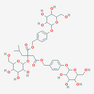 Bis[[4-[3,4,5-trihydroxy-6-(hydroxymethyl)oxan-2-yl]oxyphenyl]methyl] 2-(2-methylpropyl)-2-[3,4,5-trihydroxy-6-(hydroxymethyl)oxan-2-yl]oxybutanedioate