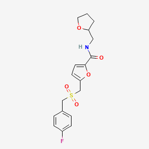 molecular formula C18H20FNO5S B1230474 5-[(4-fluorophenyl)methylsulfonylmethyl]-N-(2-oxolanylmethyl)-2-furancarboxamide 