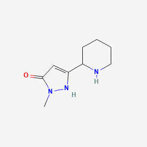 molecular formula C9H15N3O B12304759 1-Methyl-3-(piperidin-2-yl)-1H-pyrazol-5-ol 