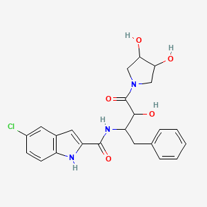 molecular formula C23H24ClN3O5 B12304769 5-Chloro-N-[4-(3,4-dihydroxypyrrolidin-1-yl)-3-hydroxy-4-oxo-1-phenylbutan-2-yl]-1H-indole-2-carboxamide 