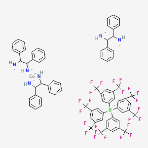 molecular formula C74H54BCoF24N6-4 B12304783 lambda-Tris[(1S,2S)-1,2-diphenyl-1,2-ethanediamine]cobalt(III) chloride tetrakis[3,5-bis(trifluoromethyl)phenyl]borate dihydrate SKJ-1 