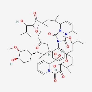 molecular formula C59H84N4O15 B1230483 10,27-Dihydroxy-21-[1-[(1S,3R,4R)-4-hydroxy-3-methoxycyclohexyl]propan-2-yl]-4,28-dimethoxy-3,9,24,26,30,32-hexamethyl-36-phenyl-20,41-dioxa-13,34,36,38-tetrazapentacyclo[31.5.2.16,10.013,18.034,38]hentetraconta-14,16,39-triene-11,12,19,23,29,35,37-heptone CAS No. 149438-31-3