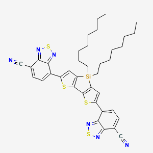 molecular formula C38H40N6S4Si B12304836 4-[10-(7-cyano-2,1,3-benzothiadiazol-4-yl)-7,7-dioctyl-3,11-dithia-7-silatricyclo[6.3.0.02,6]undeca-1(8),2(6),4,9-tetraen-4-yl]-2,1,3-benzothiadiazole-7-carbonitrile CAS No. 1331742-87-0