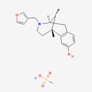molecular formula C20H27NO5S B1230485 (-)-2-(3-Furylmethyl)-2'-hydroxy-5,9-alpha-dimethyl-6,7-benzomorphan-methansulfonat [German] CAS No. 61849-16-9