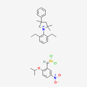 dichloro-[(5-nitro-2-propan-2-yloxyphenyl)methylidene]ruthenium;1-(2,6-diethylphenyl)-3,5,5-trimethyl-3-phenyl-2,4-dihydropyrrol-1-ium-2-ide