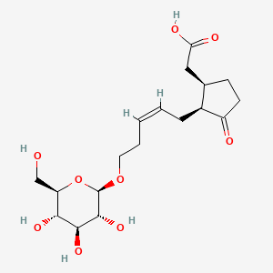 molecular formula C18H28O9 B12304957 Cyclopentaneacetic acid, 2-[(2Z)-5-(beta-D-glucopyranosyloxy)-2-penten-1-yl]-3-oxo-, (1R,2S)- CAS No. 124649-25-8