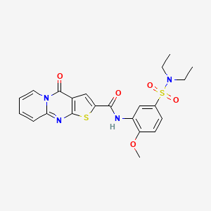 molecular formula C22H22N4O5S2 B1230496 N-[5-(二乙基磺酰氨基)-2-甲氧基苯基]-2-氧代-6-硫杂-1,8-二氮杂三环[7.4.0.0^{3,7}]十三-3(7),4,8,10,12-五烯-5-甲酰胺 