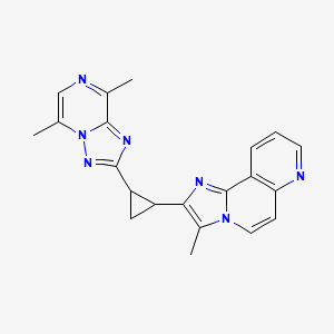 molecular formula C21H19N7 B12304980 2-((1S,2S)-2-(5,8-Dimethyl-[1,2,4]triazolo[1,5-a]pyrazin-2-yl)cyclopropyl)-3-methylimidazo[2,1-f][1,6]naphthyridine 