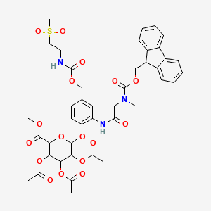 molecular formula C42H47N3O17S B12305022 methyl (2S,3S,4S,5R,6S)-3,4,5-tris(acetyloxy)-6-{2-[2-({[(9H-fluoren-9-yl)methoxy]carbonyl}(methyl)amino)acetamido]-4-({[(2-methanesulfonylethyl)carbamoyl]oxy}methyl)phenoxy}oxane-2-carboxylate 