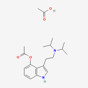 molecular formula C20H30N2O4 B12305111 3-[2-[bis(1-methylethyl)amino]ethyl]-1H-indol-4-ol,4-acetate,monoacetate 