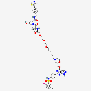 1-[2-[[2-[2-[2-[6-[2-[[6-[4-[(2-fluoro-5-methylphenyl)sulfonylamino]phenyl]-1H-pyrazolo[3,4-d]pyrimidin-4-yl]oxymethyl]morpholin-4-yl]hexoxy]ethoxy]ethoxy]acetyl]amino]-3,3-dimethylbutanoyl]-4-hydroxy-N-[[4-(4-methyl-1,3-thiazol-5-yl)phenyl]methyl]pyrrolidine-2-carboxamide