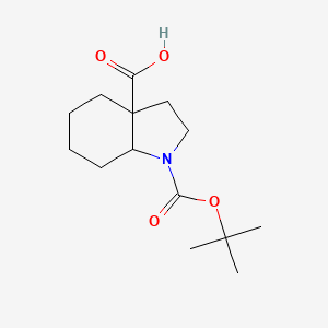 molecular formula C14H23NO4 B12305135 1-[(tert-butoxy)carbonyl]-octahydro-1H-indole-3a-carboxylic acid 