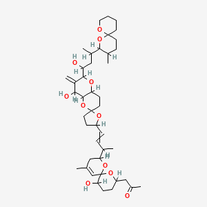 molecular formula C43H66O11 B1230514 1-[11-羟基-2-[4-[4-羟基-2-[1-羟基-3-(3-甲基-1,7-二氧杂螺[5.5]十一烷-2-基)丁基]-3-甲基亚甲基螺[4a,7,8,8a-四氢-4H-吡喃[3,2-b]吡喃-6,5'-氧杂环]-2'-基]丁-3-烯-2-基]-4-甲基-1,7-二氧杂螺[5.5]十一烷-4-烯-8-基]丙烷-2-酮 