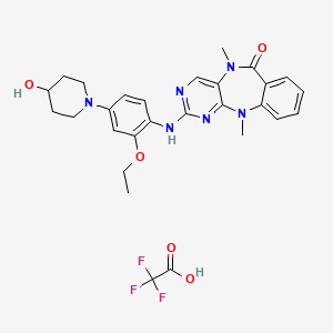 molecular formula C28H31F3N6O5 B12305144 2-[2-ethoxy-4-(4-hydroxypiperidin-1-yl)anilino]-5,11-dimethylpyrimido[4,5-b][1,4]benzodiazepin-6-one;2,2,2-trifluoroacetic acid 