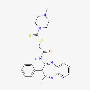 molecular formula C24H27N5OS2 B1230517 2-[(4-甲基-3-苯基-3H-1,5-苯并二氮杂卓-2-基)氨基]-2-氧代乙基 4-甲基哌嗪-1-碳二硫代酸酯 