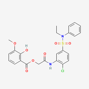 molecular formula C24H23ClN2O7S B1230521 2-Hydroxy-3-methoxybenzoic acid [2-[2-chloro-5-[ethyl(phenyl)sulfamoyl]anilino]-2-oxoethyl] ester 