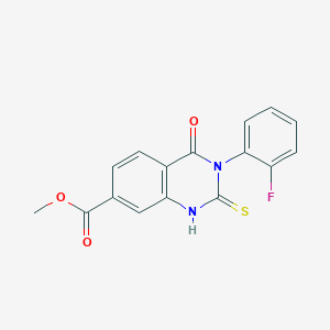 molecular formula C16H11FN2O3S B1230523 3-(2-氟苯基)-4-氧代-2-硫代亚基lidene-1H-喹唑啉-7-羧酸甲酯 