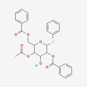 molecular formula C28H26O8S B12305232 (3-Acetyloxy-5-benzoyloxy-4-hydroxy-6-phenylsulfanyloxan-2-yl)methyl benzoate 