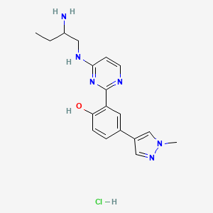 molecular formula C18H23ClN6O B12305273 2-[4-[[(2R)-2-aminobutyl]amino]-2-pyrimidinyl]-4-(1-methyl-1H-pyrazol-4-yl)-phenol, trihydrochloride 