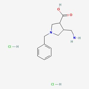 molecular formula C13H20Cl2N2O2 B12305309 rac-(3R,4S)-4-(aminomethyl)-1-benzylpyrrolidine-3-carboxylic acid dihydrochloride, trans 