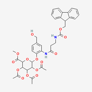 molecular formula C38H40N2O14 B12305389 methyl (2S,3S,4S,5R,6S)-3,4,5-tris(acetyloxy)-6-{2-[3-({[(9H-fluoren-9-yl)methoxy]carbonyl}amino)propanamido]-4-(hydroxymethyl)phenoxy}oxane-2-carboxylate 