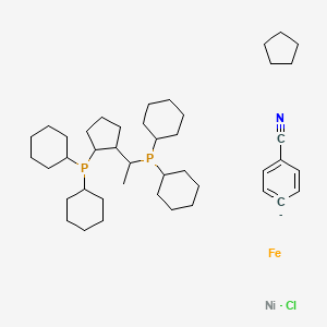 molecular formula C43H70ClFeNNiP2- B12305412 Benzonitrile;chloronickel;cyclopentane;dicyclohexyl-[1-(2-dicyclohexylphosphanylcyclopentyl)ethyl]phosphane;iron 