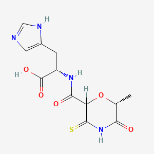 molecular formula C12H14N4O5S B1230558 N-(((3R,6R)-6-Methyl-5-oxo-3-thiomorpholinyl)carbonyl)-L-histidine CAS No. 175413-86-2