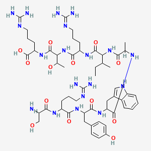 2-[[2-[[2-[[2-[2-[[2-[[2-[[2-[(2-amino-3-hydroxypropanoyl)amino]-5-(diaminomethylideneamino)pentanoyl]amino]-3-(4-hydroxyphenyl)propanoyl]amino]-3-(1H-indol-3-yl)propanoyl]amino]propanoylamino]-3-methylpentanoyl]amino]-5-(diaminomethylideneamino)pentanoyl]amino]-3-hydroxybutanoyl]amino]-5-(diaminomethylideneamino)pentanoic acid