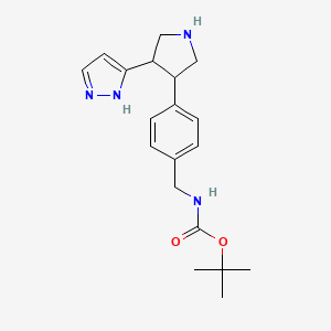 molecular formula C19H26N4O2 B12305596 tert-butyl (4-(4-(1H-pyrazol-3-yl)pyrrolidin-3-yl)benzyl)carbamate 