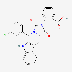 molecular formula C26H18ClN3O4 B12305619 2-[10-(3-Chlorophenyl)-12,14-dioxo-8,11,13-triazatetracyclo[7.7.0.02,7.011,15]hexadeca-1(9),2,4,6-tetraen-13-yl]benzoic acid 