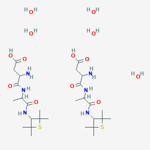 molecular formula C28H60N6O13S2 B12305658 3-Amino-4-oxo-4-[[1-oxo-1-[(2,2,4,4-tetramethylthietan-3-yl)amino]propan-2-yl]amino]butanoic acid;pentahydrate 