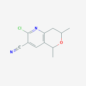 molecular formula C11H11ClN2O B12305726 rac-(5R,7S)-2-chloro-5,7-dimethyl-5H,7H,8H-pyrano[4,3-b]pyridine-3-carbonitrile, cis 