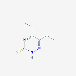 molecular formula C7H11N3S B12305733 5,6-Diethyl-1,2,4-triazine-3-thiol 