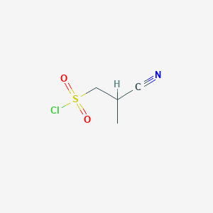 molecular formula C4H6ClNO2S B12305783 2-Cyano-2-methylethane-1-sulfonyl chloride 