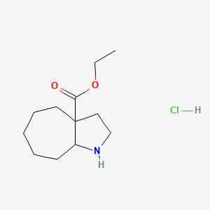 molecular formula C12H22ClNO2 B12305792 rac-ethyl (3aR,8aS)-decahydrocyclohepta[b]pyrrole-3a-carboxylate hydrochloride, cis 