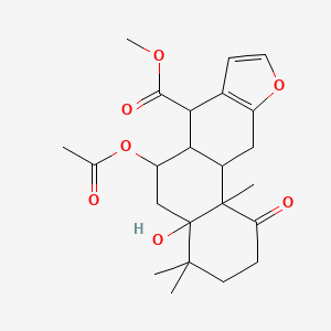 molecular formula C23H30O7 B12305814 Methyl 6-acetyloxy-4a-hydroxy-4,4,11b-trimethyl-1-oxo-2,3,5,6,6a,7,11,11a-octahydronaphtho[2,1-f][1]benzofuran-7-carboxylate 