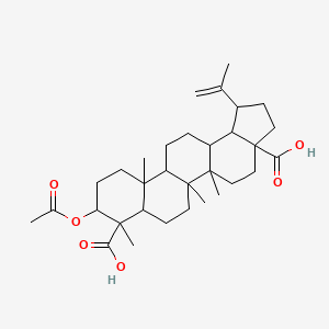 molecular formula C32H48O6 B12305858 9-Acetyloxy-5a,5b,8,11a-tetramethyl-1-prop-1-en-2-yl-1,2,3,4,5,6,7,7a,9,10,11,11b,12,13,13a,13b-hexadecahydrocyclopenta[a]chrysene-3a,8-dicarboxylic acid 