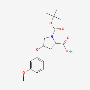 4-(3-Methoxyphenoxy)-1-[(2-methylpropan-2-yl)oxycarbonyl]pyrrolidine-2-carboxylic acid