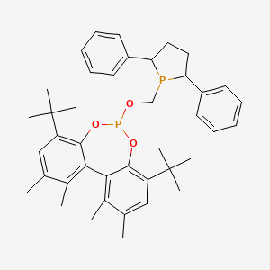 molecular formula C41H50O3P2 B12305934 (11aS)-1,2,10,11-Tetramethyl-4,8-bis(t-butyl)-6-[[(2S,5S)-(2,5-diphenyl-1-phospholanyl) methoxy]-dibenzo[d,f][1,3,2]dioxaphosphepin] SaxS,S-BOBPHOS 