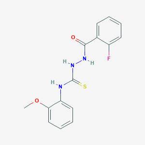 molecular formula C15H14FN3O2S B1230594 2-[(2-fluorophenyl)carbonyl]-N-(2-methoxyphenyl)hydrazinecarbothioamide 