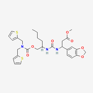 methyl (3S)-3-(2H-1,3-benzodioxol-5-yl)-3-({[(2S)-1-({bis[(thiophen-2-yl)methyl]carbamoyl}oxy)hexan-2-yl]carbamoyl}amino)propanoate