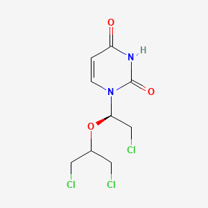 molecular formula C9H11Cl3N2O3 B1230607 (R)-1-(2-Chloro-1-(2-chloro-1-(chloromethyl)ethoxy)ethyl)-2,4(1H,3H)-pyrimidinedione CAS No. 117638-25-2