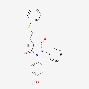 molecular formula C23H20N2O3S B1230608 1-(4-Hydroxyphenyl)-2-phenyl-4-(2-(phenylthio)ethyl)-3,5-pyrazolidinedione CAS No. 1174-98-7