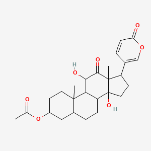 molecular formula C26H34O7 B12306087 [11,14-dihydroxy-10,13-dimethyl-12-oxo-17-(6-oxopyran-3-yl)-2,3,4,5,6,7,8,9,11,15,16,17-dodecahydro-1H-cyclopenta[a]phenanthren-3-yl] acetate 