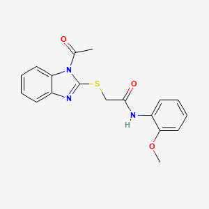 molecular formula C18H17N3O3S B1230624 2-[(1-acetyl-2-benzimidazolyl)thio]-N-(2-methoxyphenyl)acetamide 