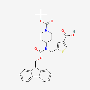 molecular formula C31H34N2O6S B12306260 5-[({1-[(tert-butoxy)carbonyl]piperidin-4-yl}({[(9H-fluoren-9-yl)methoxy]carbonyl})amino)methyl]thiophene-3-carboxylic acid 