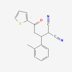 molecular formula C17H14N2OS B1230629 2-[1-(2-Methylphenyl)-3-oxo-3-thiophen-2-ylpropyl]propanedinitrile 